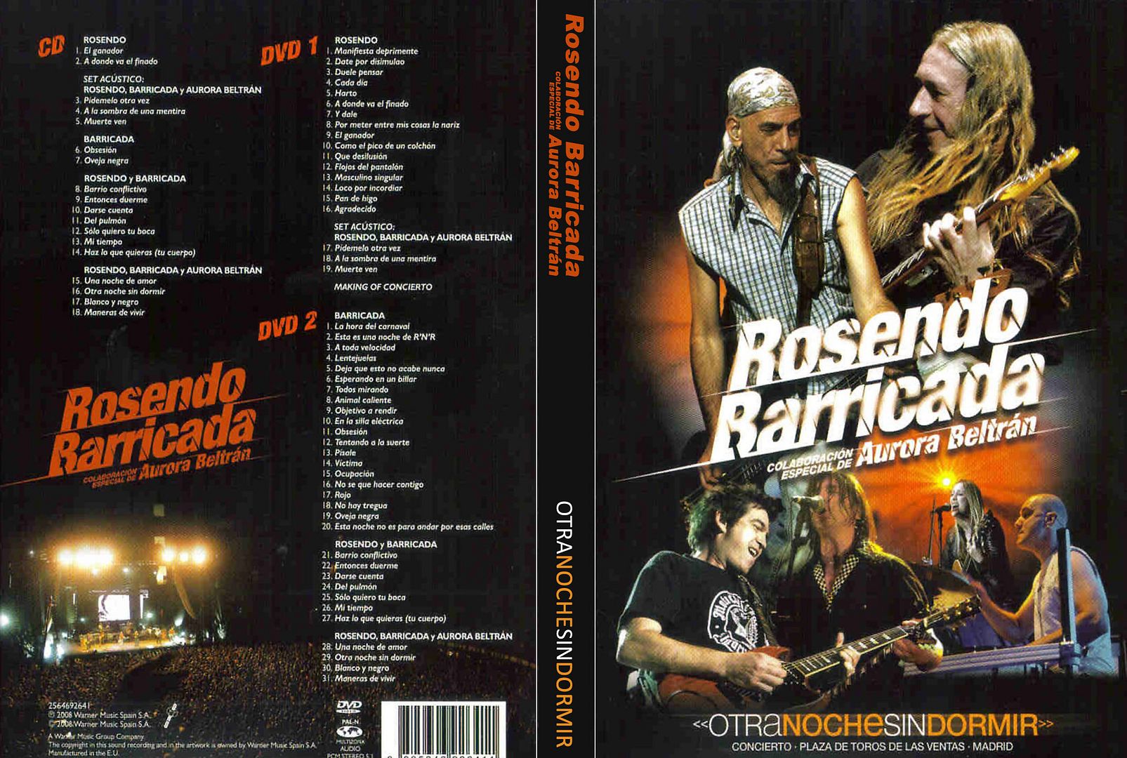Rosendo Barricada y Aurora Beltran Otra Noche Sin Dormir DVD Caratula - Rosendo, Barricada y Aurora Beltrán – Otra noche sin dormir (2008)
