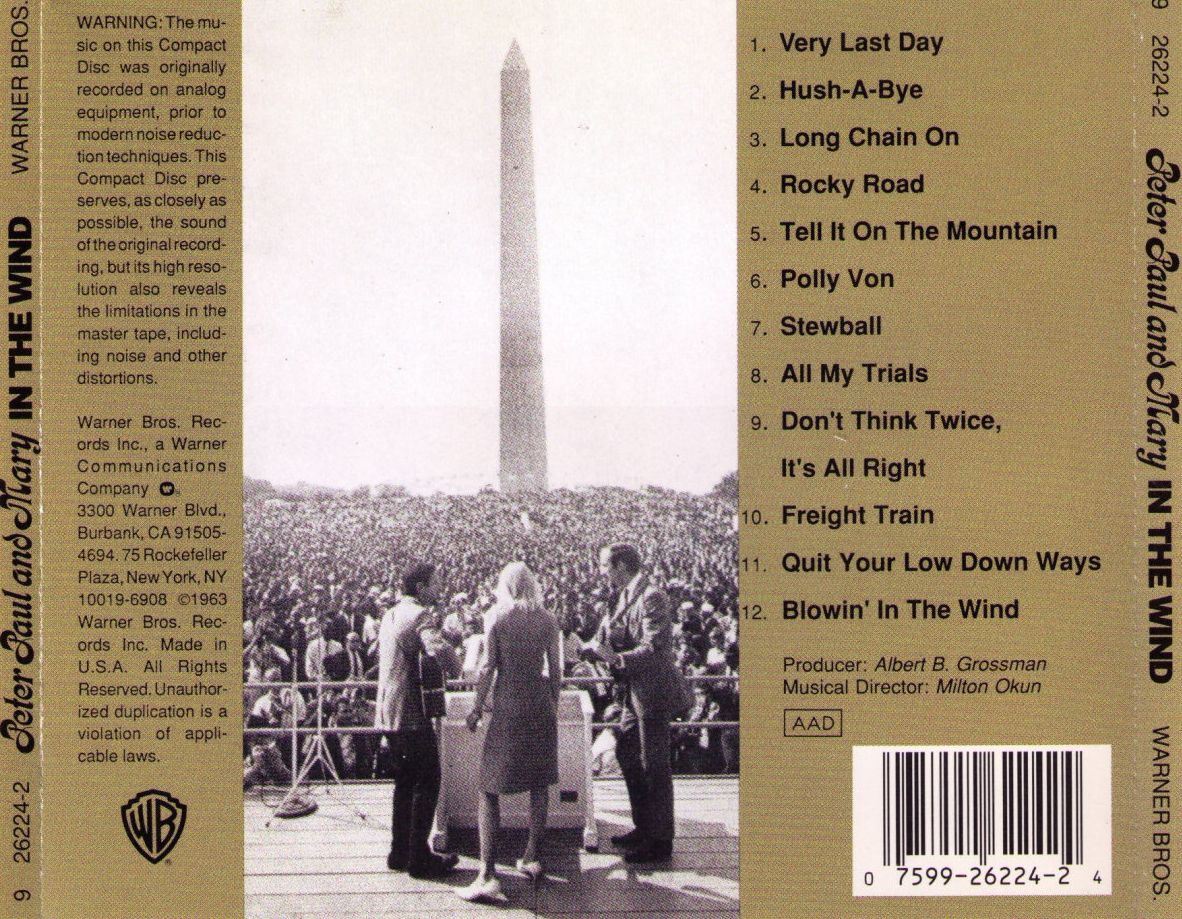 Trasera - Peter Paul & Mary - In The Wind 1963
