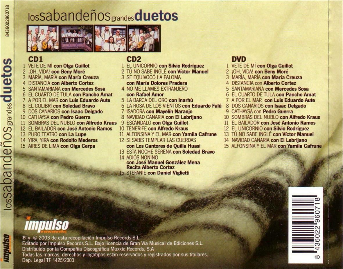 trasera - Los Sabandeños - Grandes Duetos 2 CDs