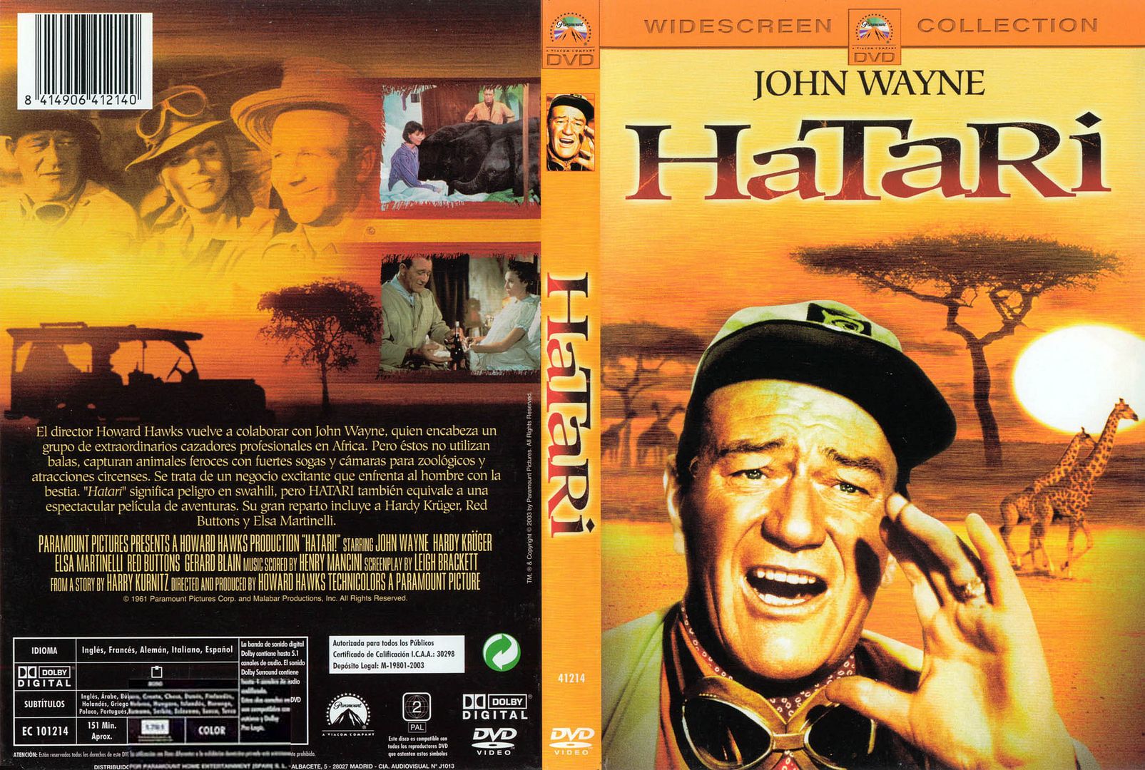 Hatari Caratula - Hatari DVDRip Español (1962) Aventuras