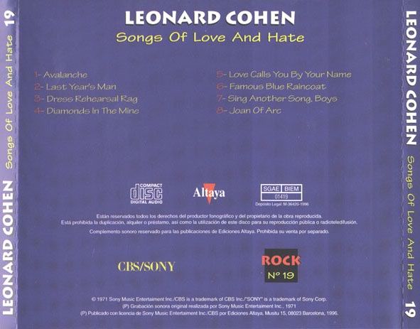 Leonard Cohen   Songs Of Love  - Leonard Cohen Discografia