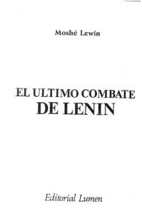 el ultimo - El último combate de Lenin - Moshé Lewin