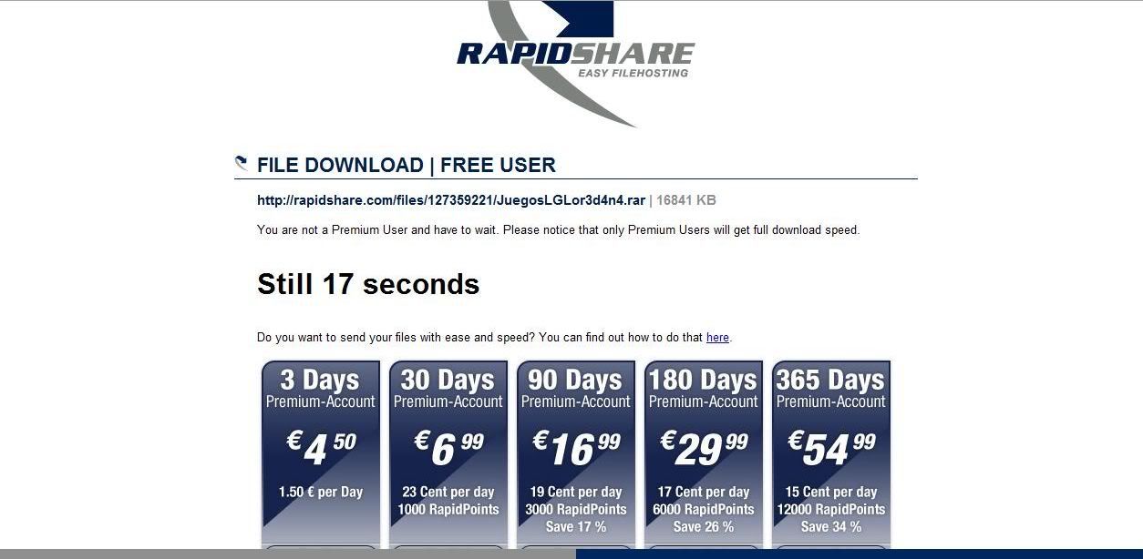 rapidshare2 - Tutorial descargas siendo FreeUser Megaupload y Rapidshare