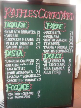 The new Raffles Courtyard Italian Menu
