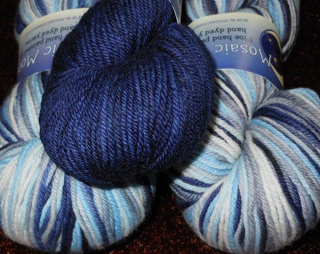 10 oz Mosaic Moon Penguins with Navy on Gaia Worsted, PPD 10 oz Mosaic Moon Penguins with Navy on Gaia Worsted, PPD