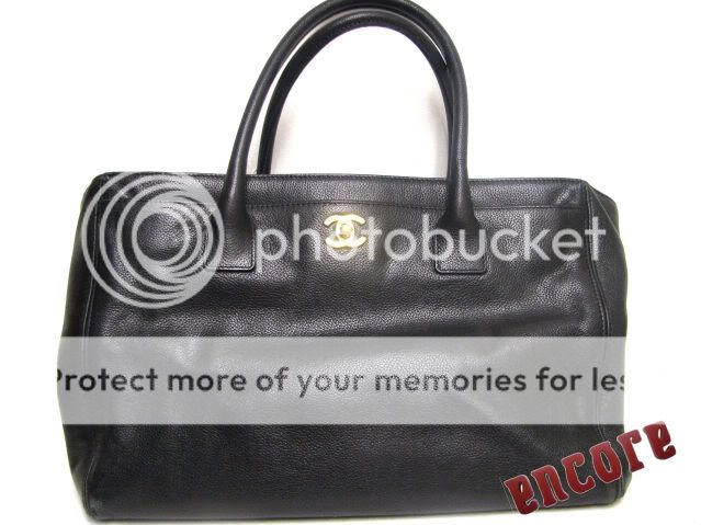 CHANEL Black Leather CC Twist Lock CERF Tote 2002 w/ Dustbag  