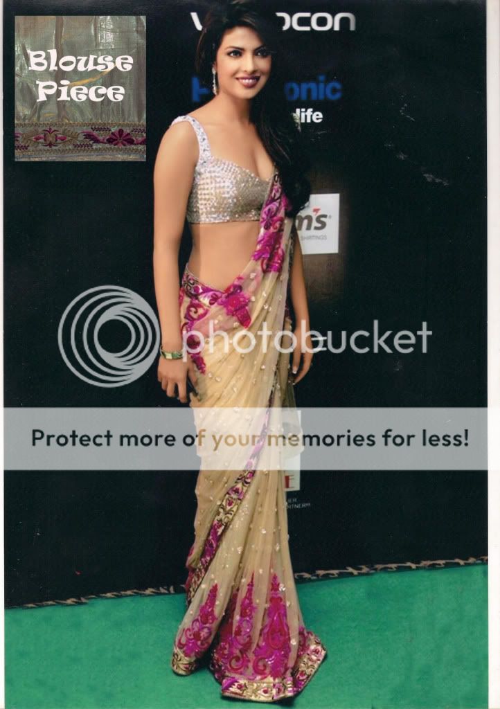 Fancy Indian Priyanka Chopra Designer Work Sarees Bollywood Color 