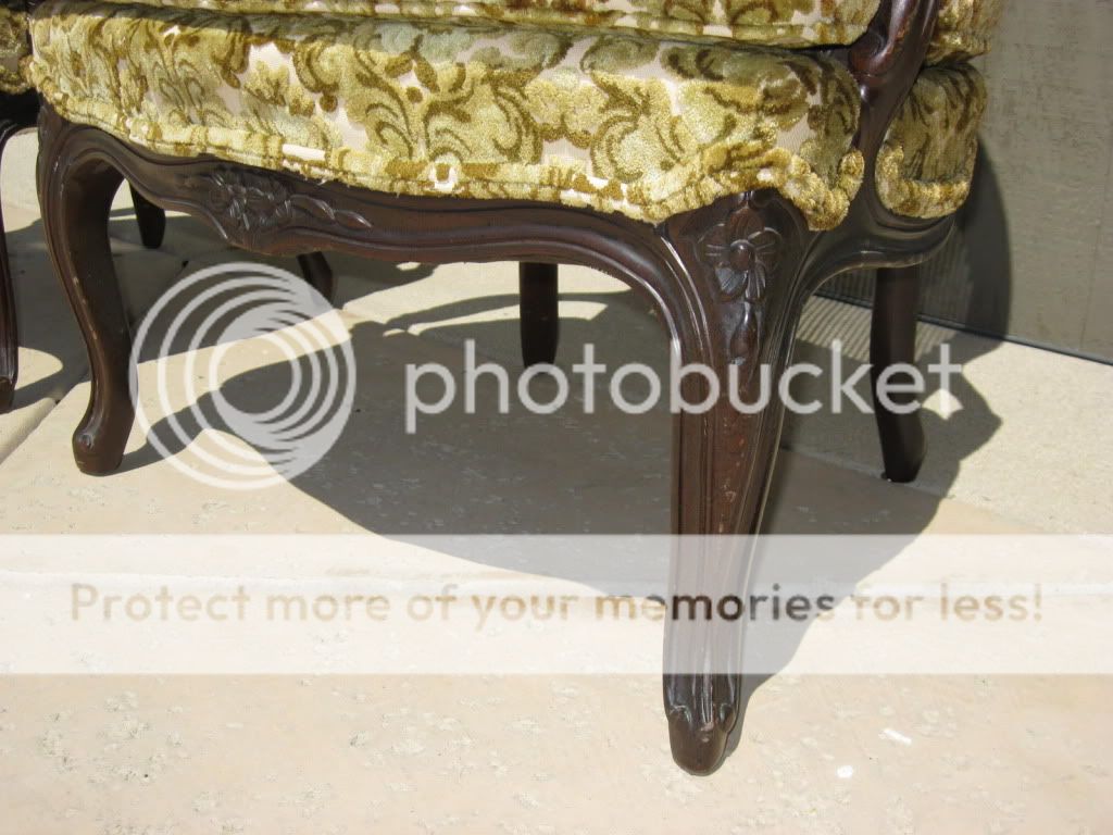   of Louis XV Style French Provincial Bergere Chairs with Cane Backing