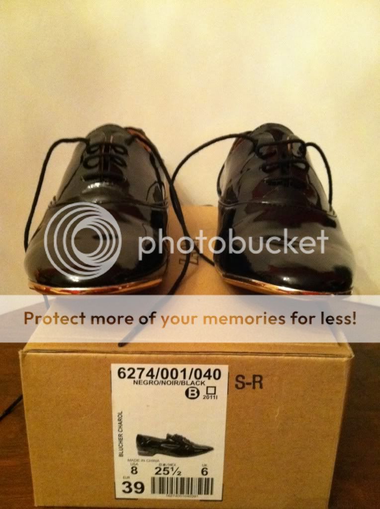 Zara Womens Patent leather Oxford Blucher NIB EUR 39 US 8  