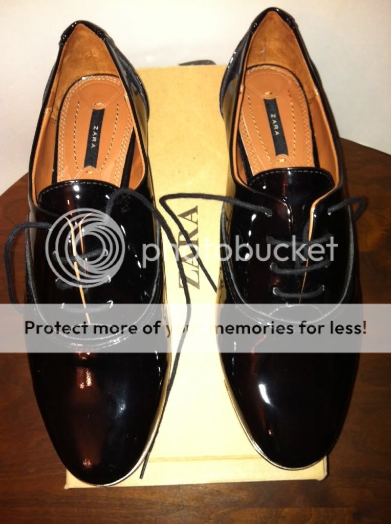 Zara Womens Patent leather Oxford Blucher NIB EUR 39 US 8  