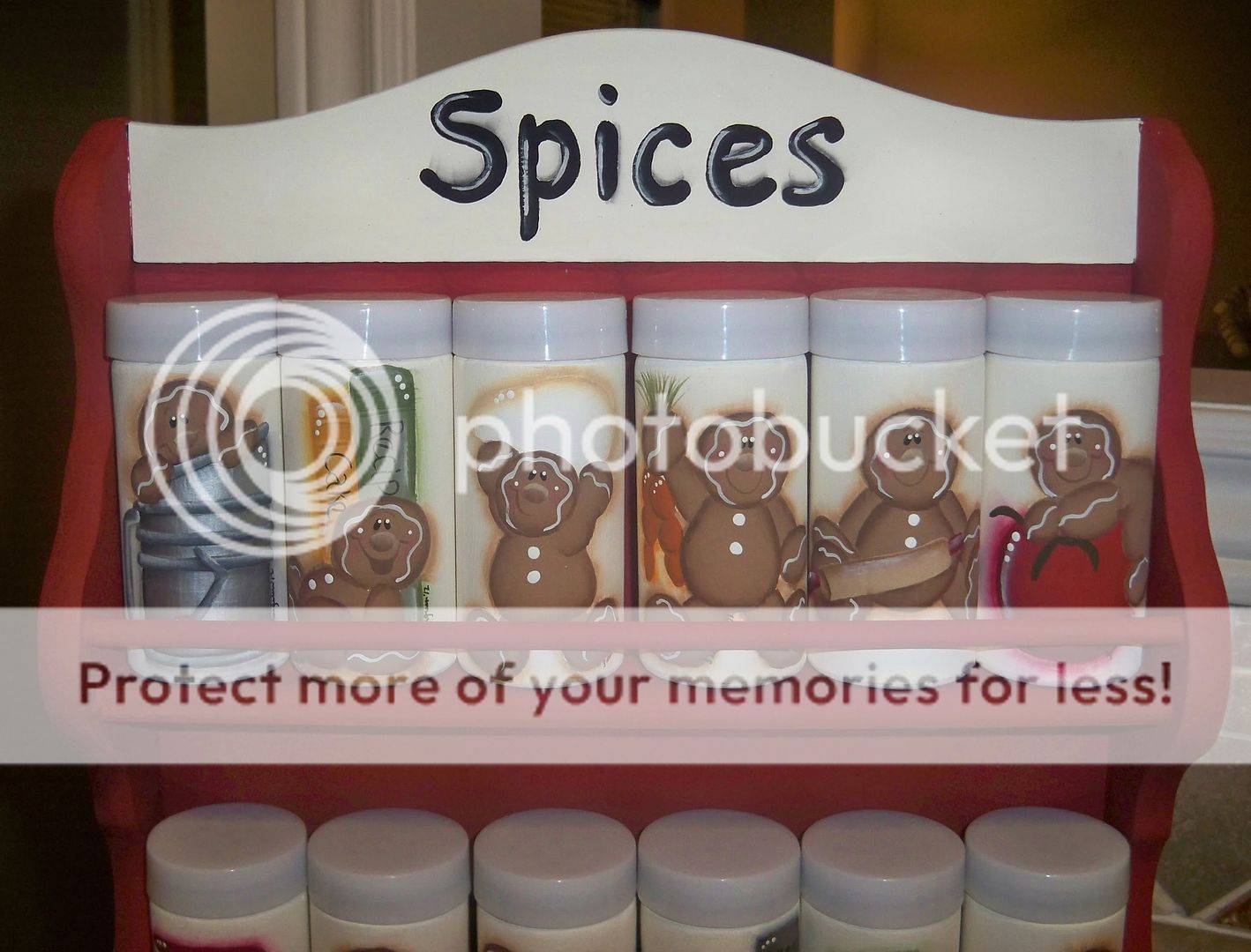 Handpainted Gingerbread Spice Rack and 12 Spice Jars.soooooo cute 