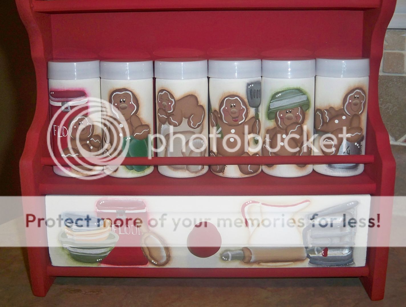 Handpainted Gingerbread Spice Rack and 12 Spice Jars.soooooo cute 