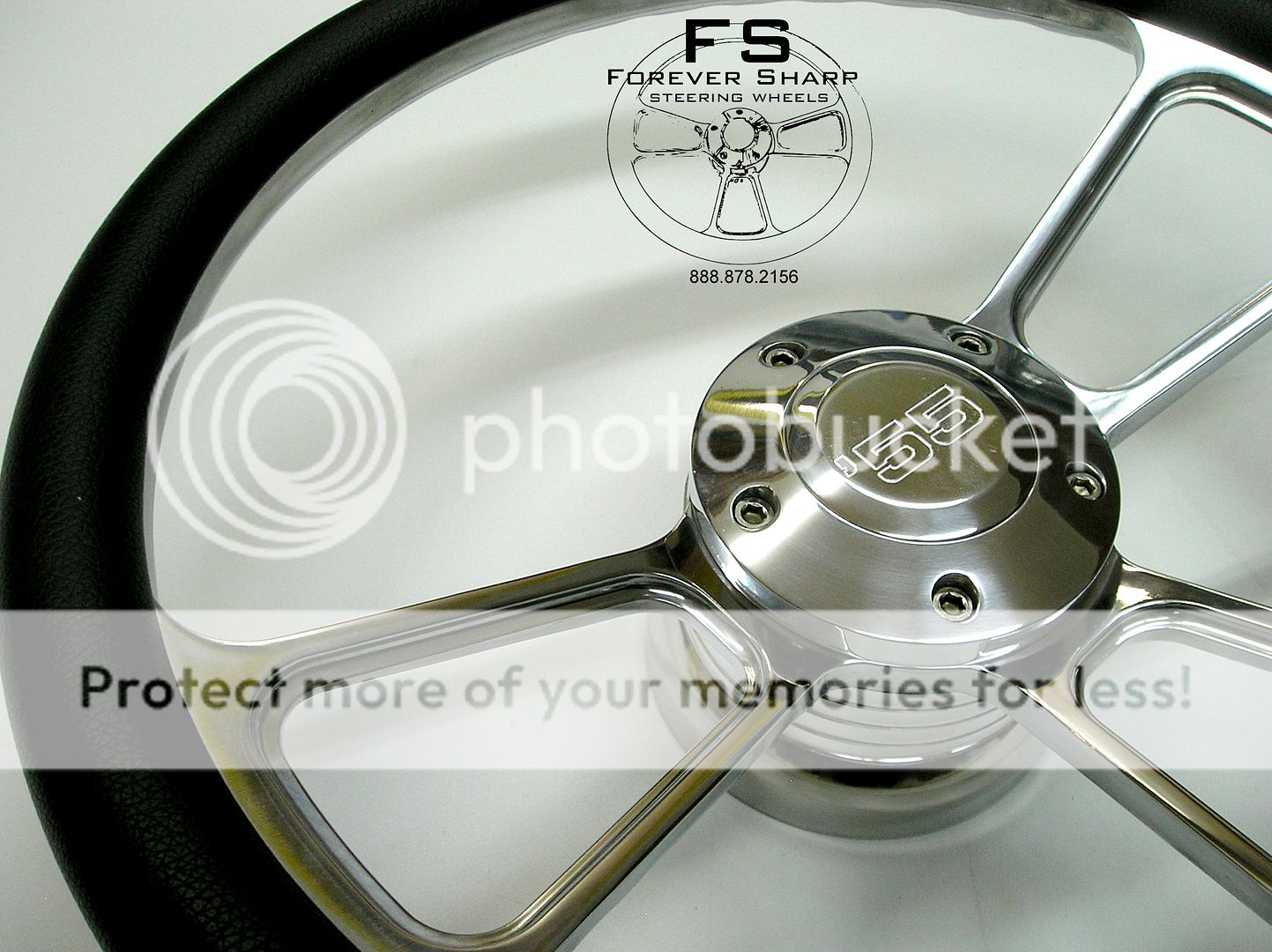 14" Billet Steering Wheel Set w Blk Half Wrap Custom Engraved '55 Horn Button