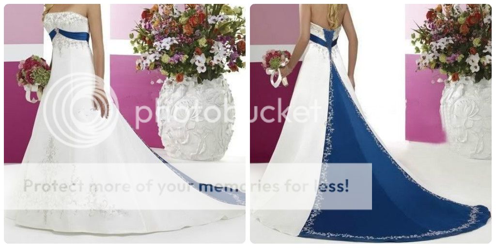 Weiß+Blau Stickerei Hochzeitskleid Brautkleid Abendkleid Gr.34 56,58