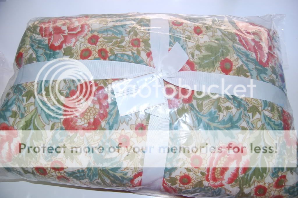 Pottery Barn Napa Floral Print Full Queen Quilt Coverlet NWT Red Teal 